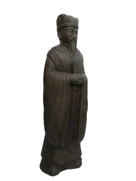 Product image of the product “Standing Samurai, 175cm height, cast stone, hollow, handcrafted & coloured ”
